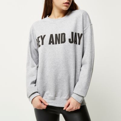 Grey Bey and Jay slogan sweatshirt